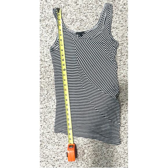 Theory Black and White Striped Asymmetrical Tank Top 100% Tencel Size P - Picture 4 of 7